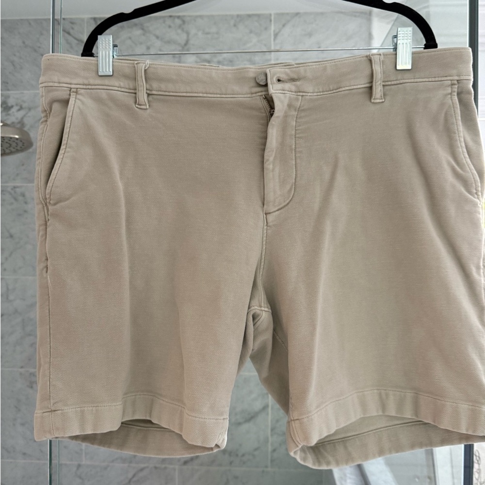 Faherty Tan Flat Front Shorts Classic Summer Style